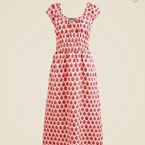 J. Crew Midi Dress Linen Red 2x XXL Excellent Condition